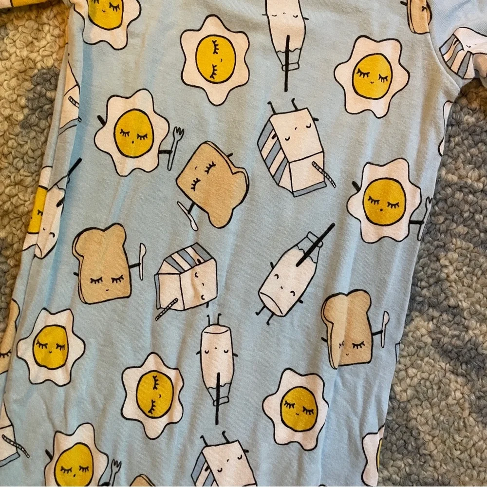 Baby Blue Knotted Gown Pajamas For Newborn Breakfast Pattern